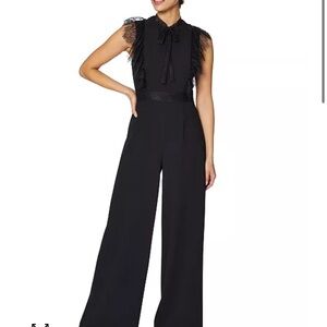 Betsey Johnson Black Elegant Jumpsuit with Ruffled Bodice